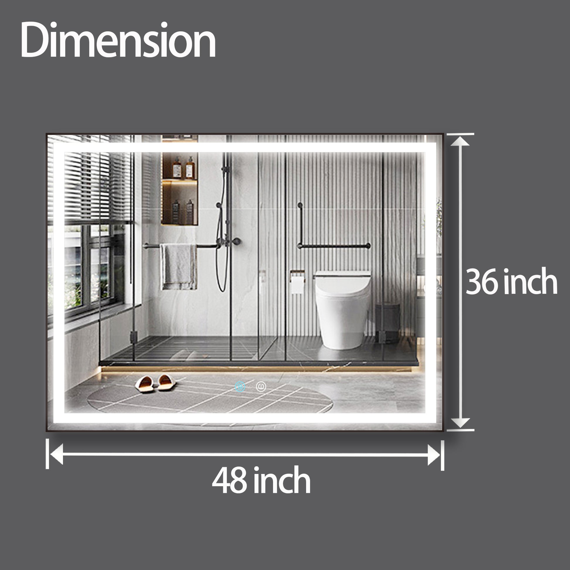 48 x 36 LED Mirror for Bathroom, LED Vanity Mirror natural-modern-glass