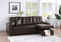 Espresso Convertible Sectional Pull Out Bed Sofa espresso-wood-primary living space-tufted