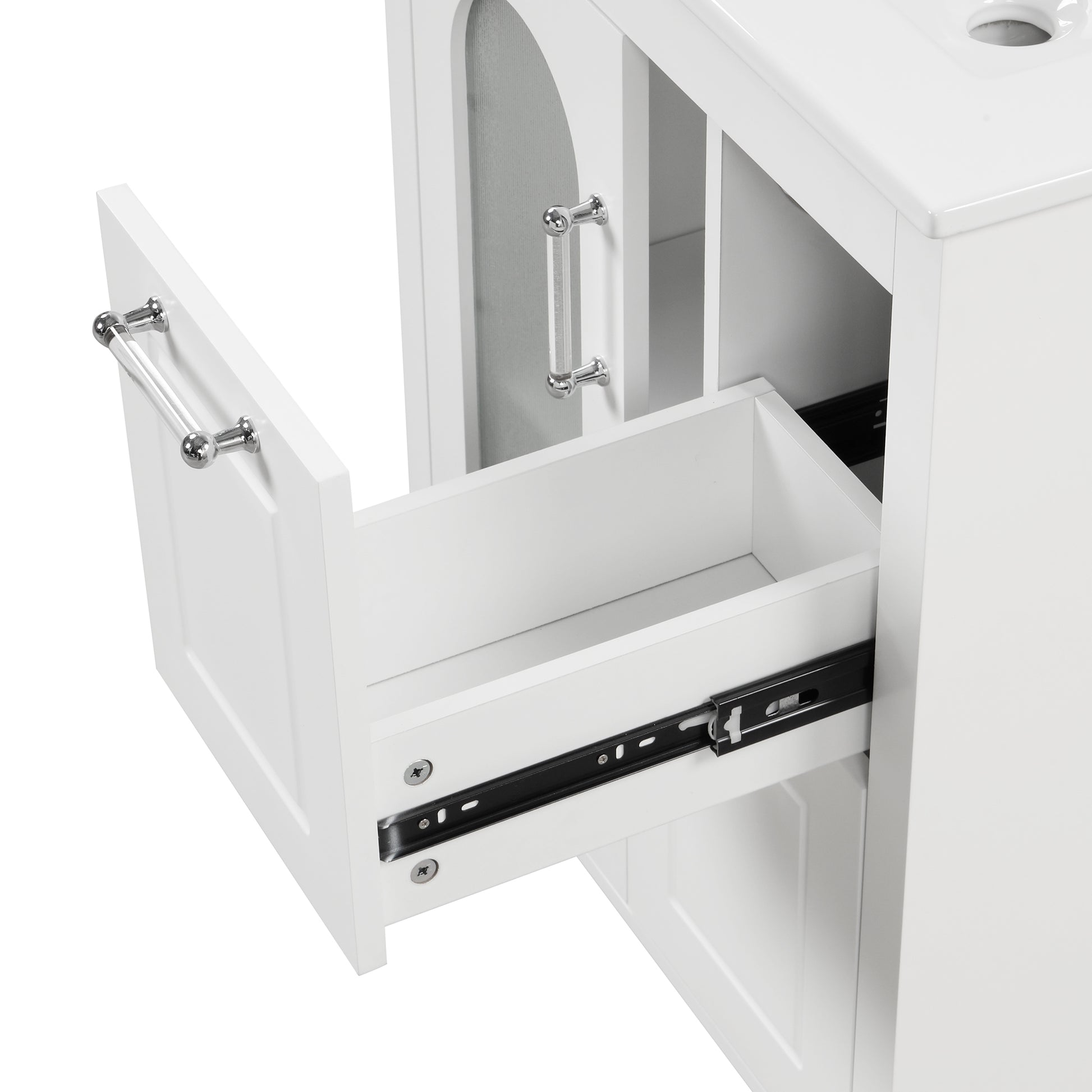 24" Bathroom Vanity with Sink, Bathroom Vanity Cabinet white-solid wood+mdf