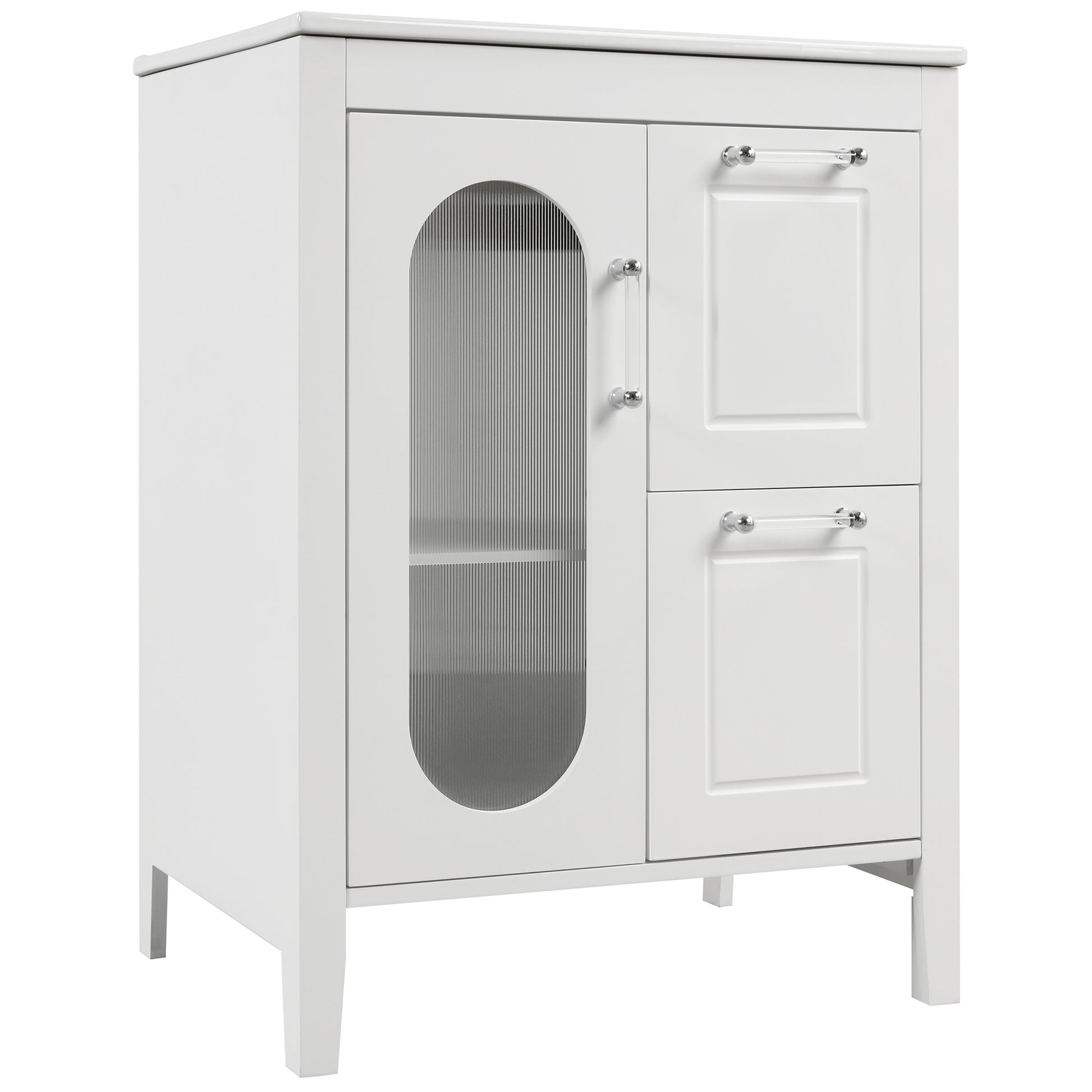 24" Bathroom Vanity with Sink, Bathroom Vanity Cabinet white-solid wood+mdf