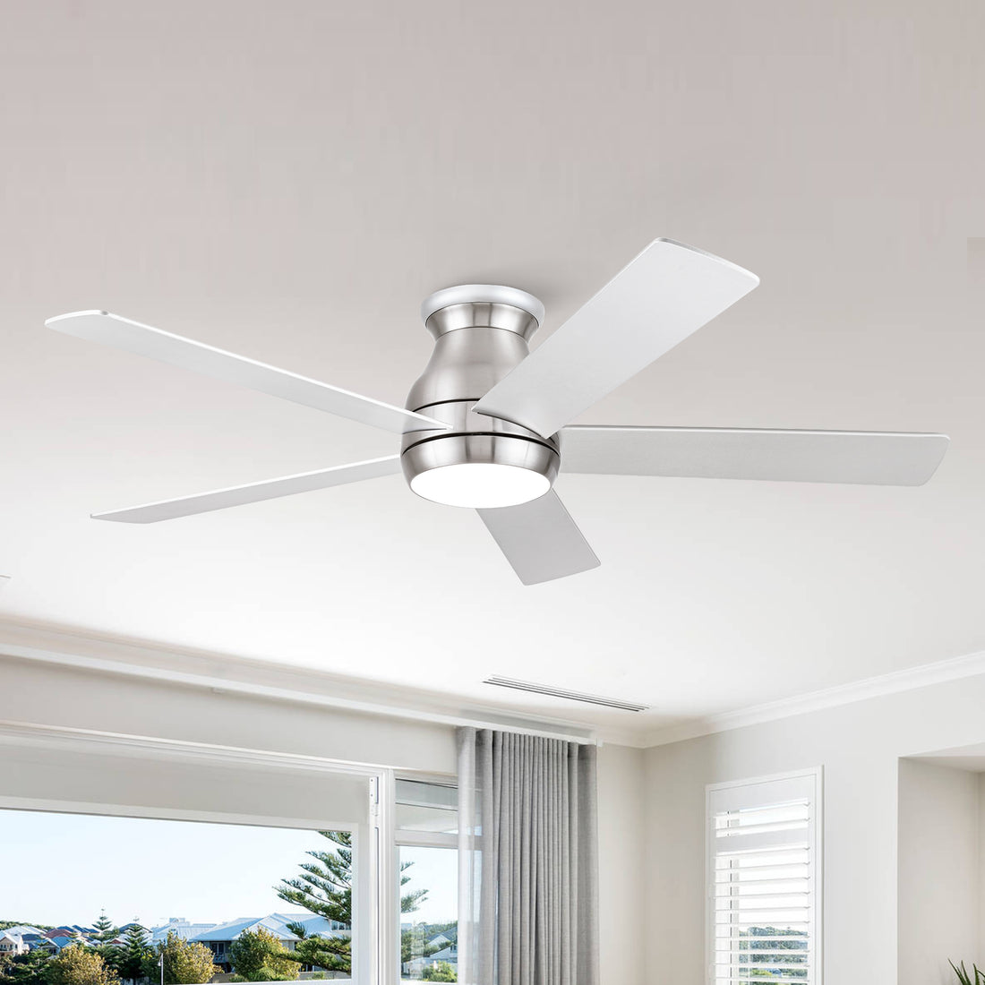 52" Low Profile Ceiling Fan In Brushed Nickel