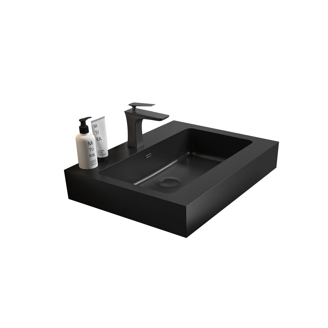 BB02 24 109, Integrated engineered quartz basin matt black-quartz