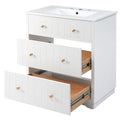 Video 30 Inch Modern White Bathroom Vanity Cabinet white-solid wood+mdf