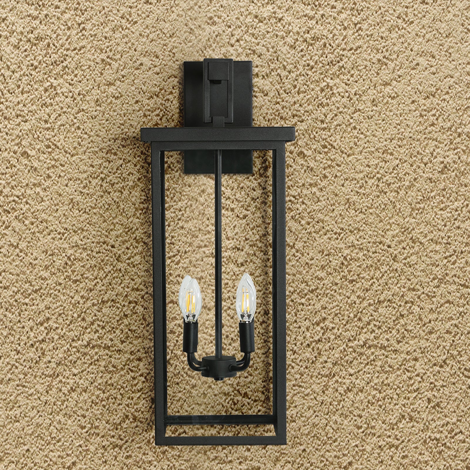 4 Light Black Outdoor Wall Light black-modern-glass-iron