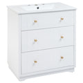 Video 30 Inch Modern White Bathroom Vanity Cabinet white-solid wood+mdf