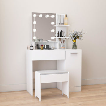 Makeup Vanity Table Set With Drawer And Storage -