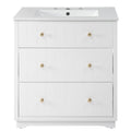 Video 30 Inch Modern White Bathroom Vanity Cabinet white-solid wood+mdf