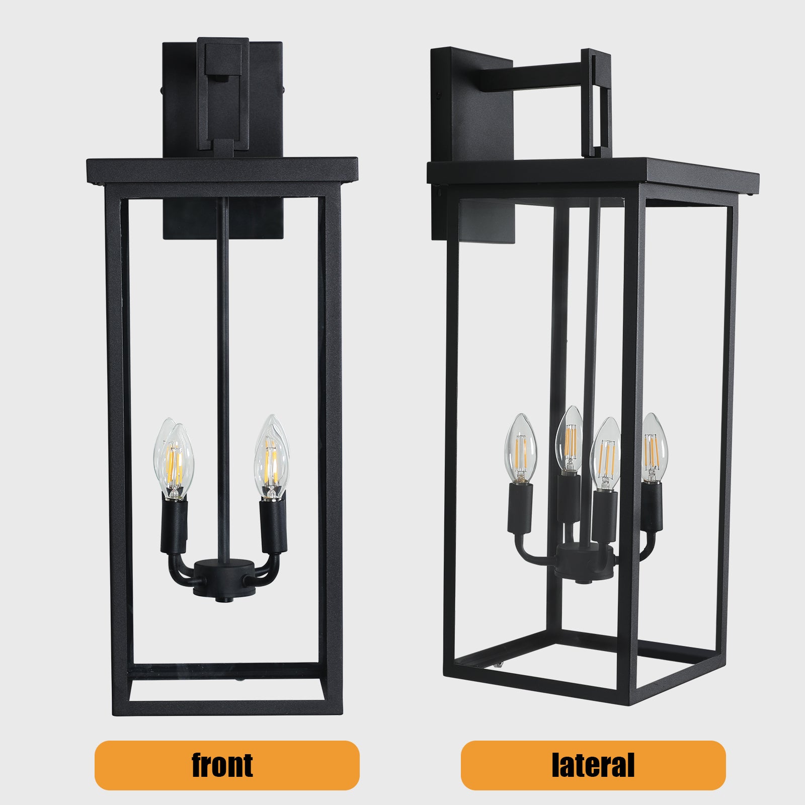 4 Light Black Outdoor Wall Light black-modern-glass-iron