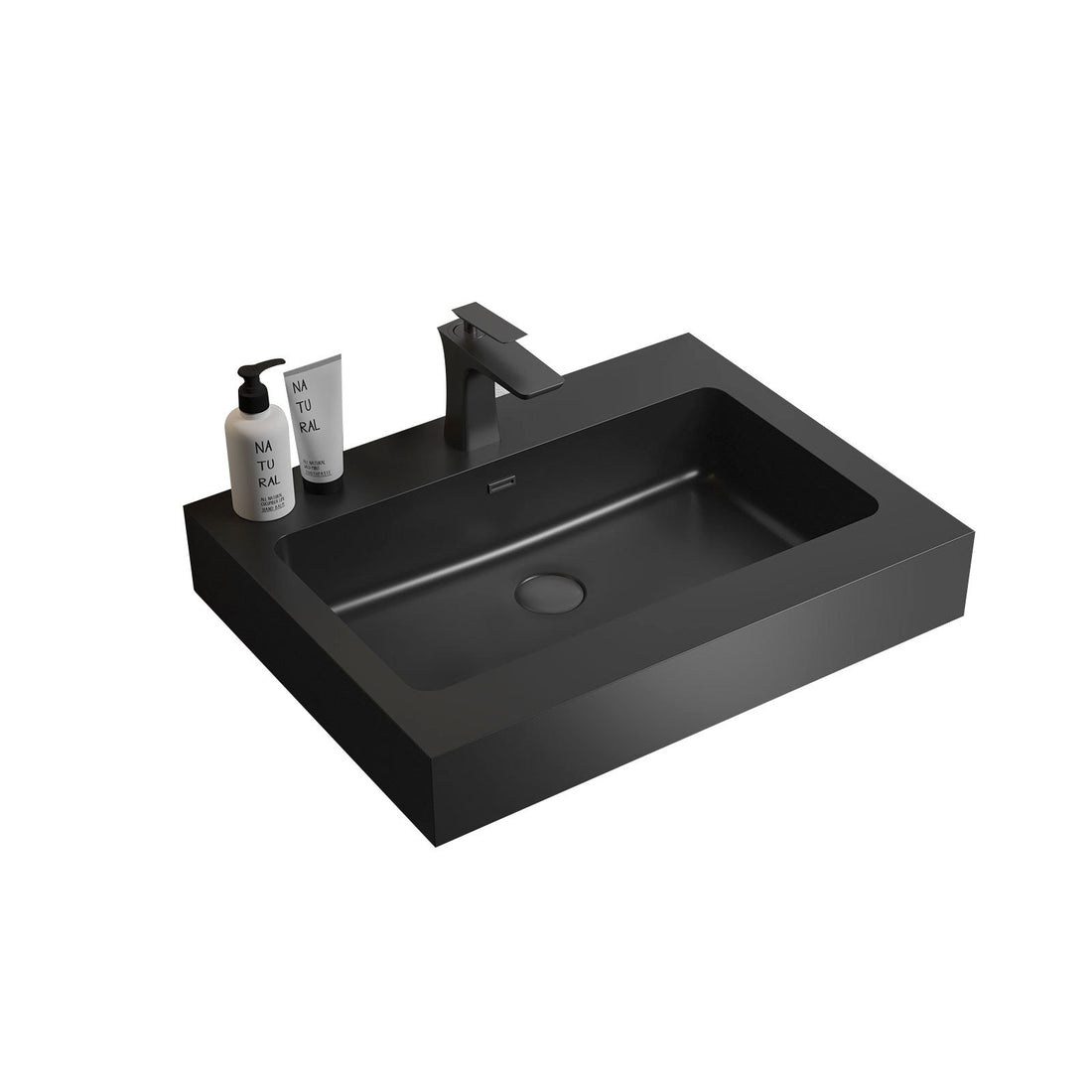 BB02 24 109, Integrated engineered quartz basin matt black-quartz