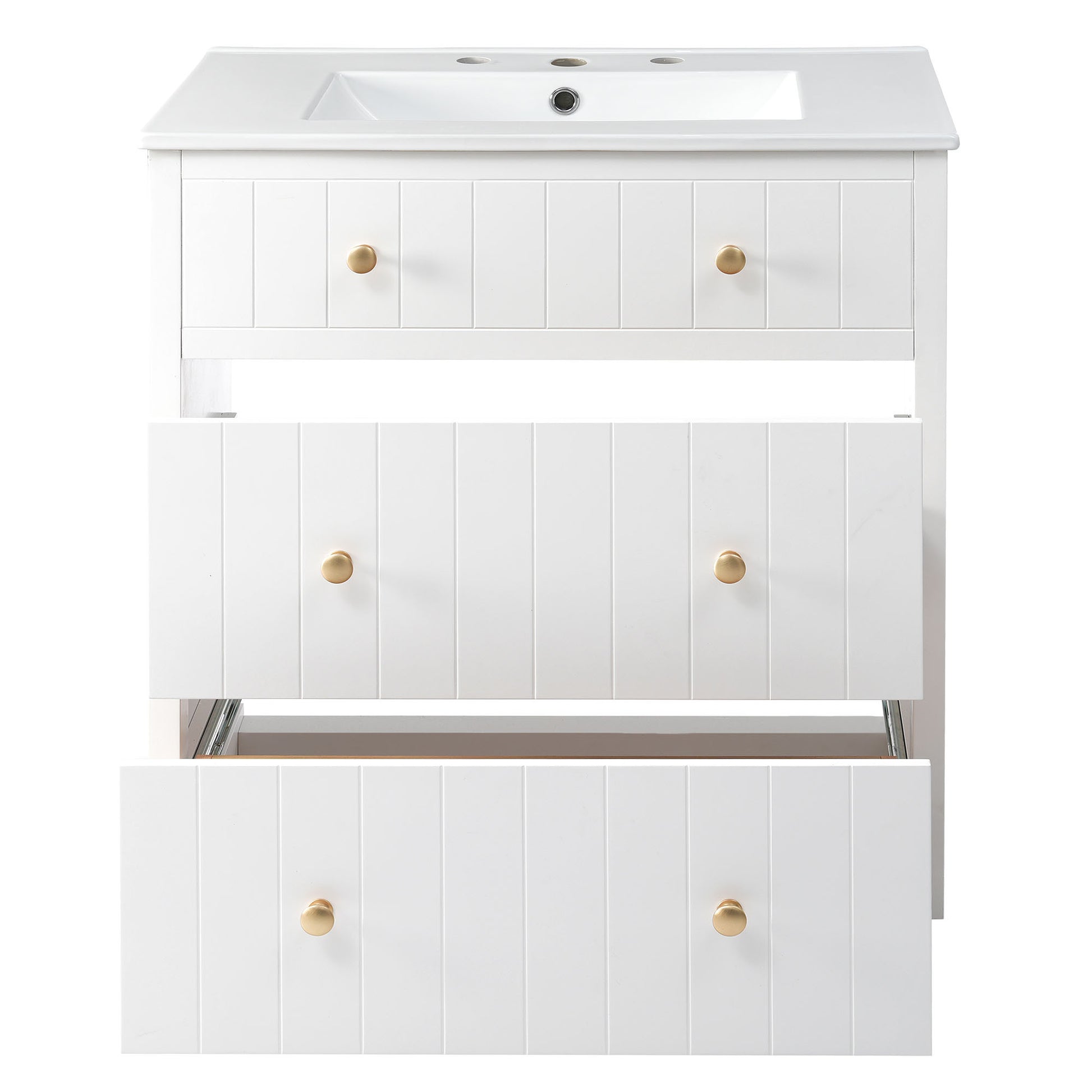 Video 30 Inch Modern White Bathroom Vanity Cabinet white-solid wood+mdf