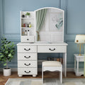 Fashion Vanity Desk with Mirror and Lights for Makeup white-mdf