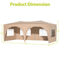 10'x20' EZ Pop Up Canopy Outdoor Portable Party beige-metal