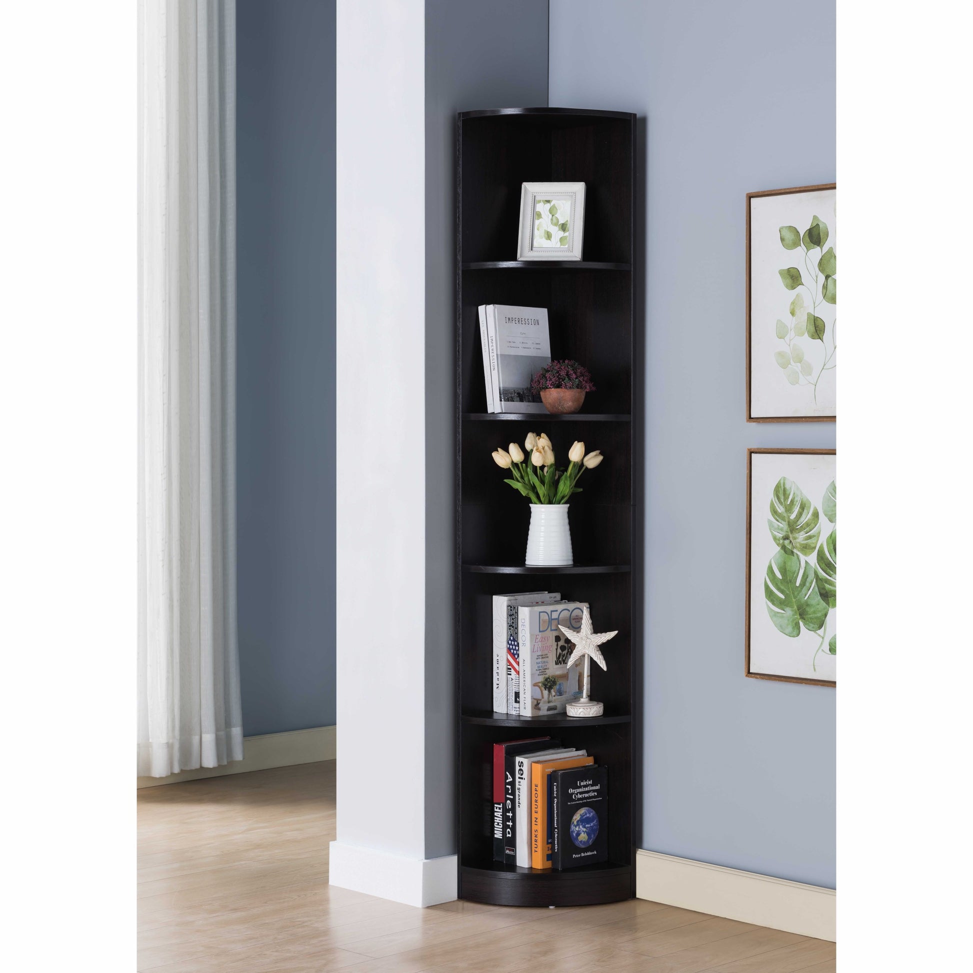 Corner Bookcase, Home Display Cabinet With Multi