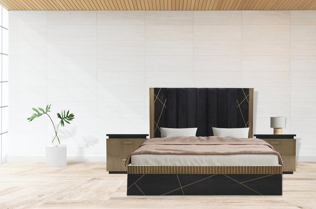 Allure Modern Style King Bed Made With Mango Wood