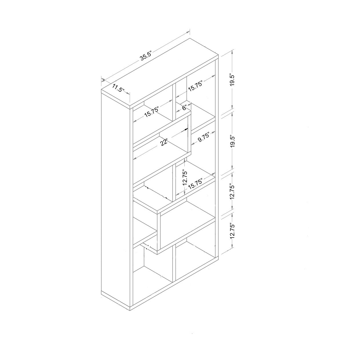 Open Back Display Cabinet, Bookcase Stand With 8