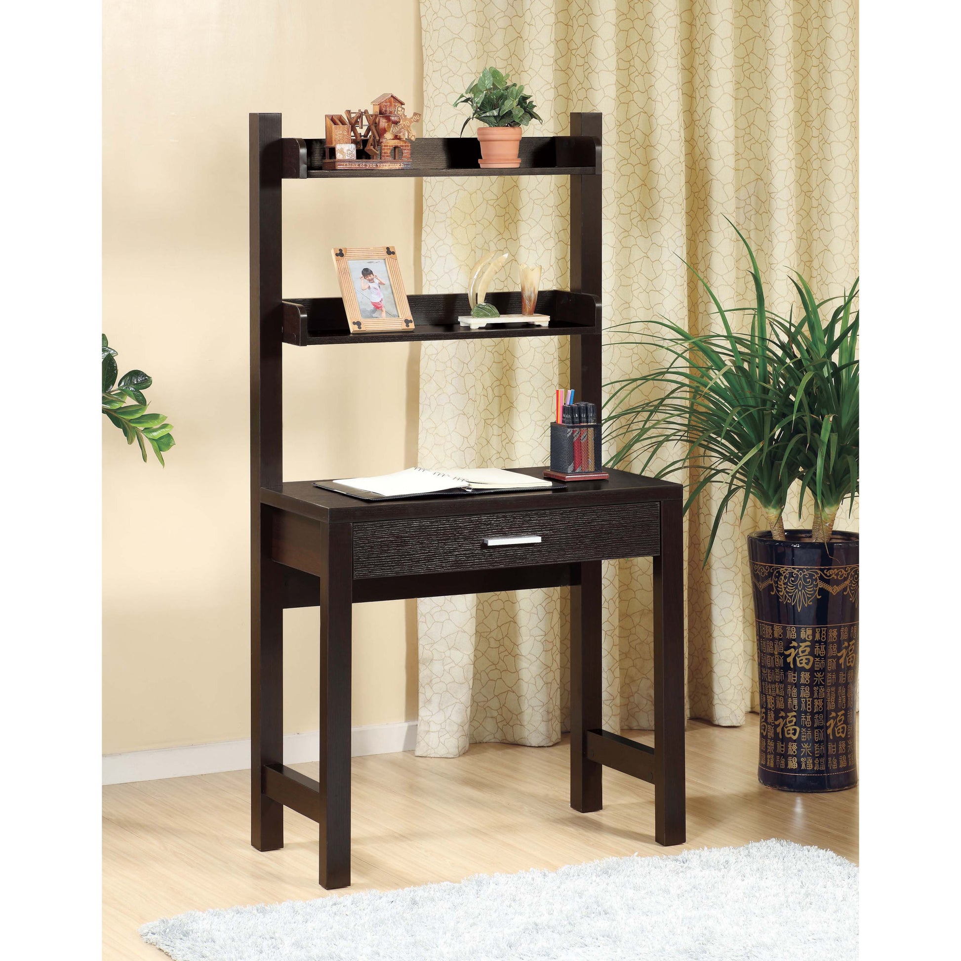 Writing Desk With Drawer, Two Shelfs For Display