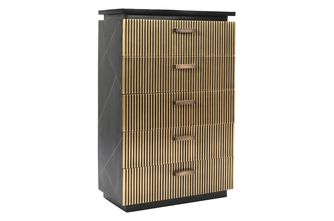 Allure Modern Style 5 Drawer Chest Made With Mango black-bedroom-contemporary-modern-wood