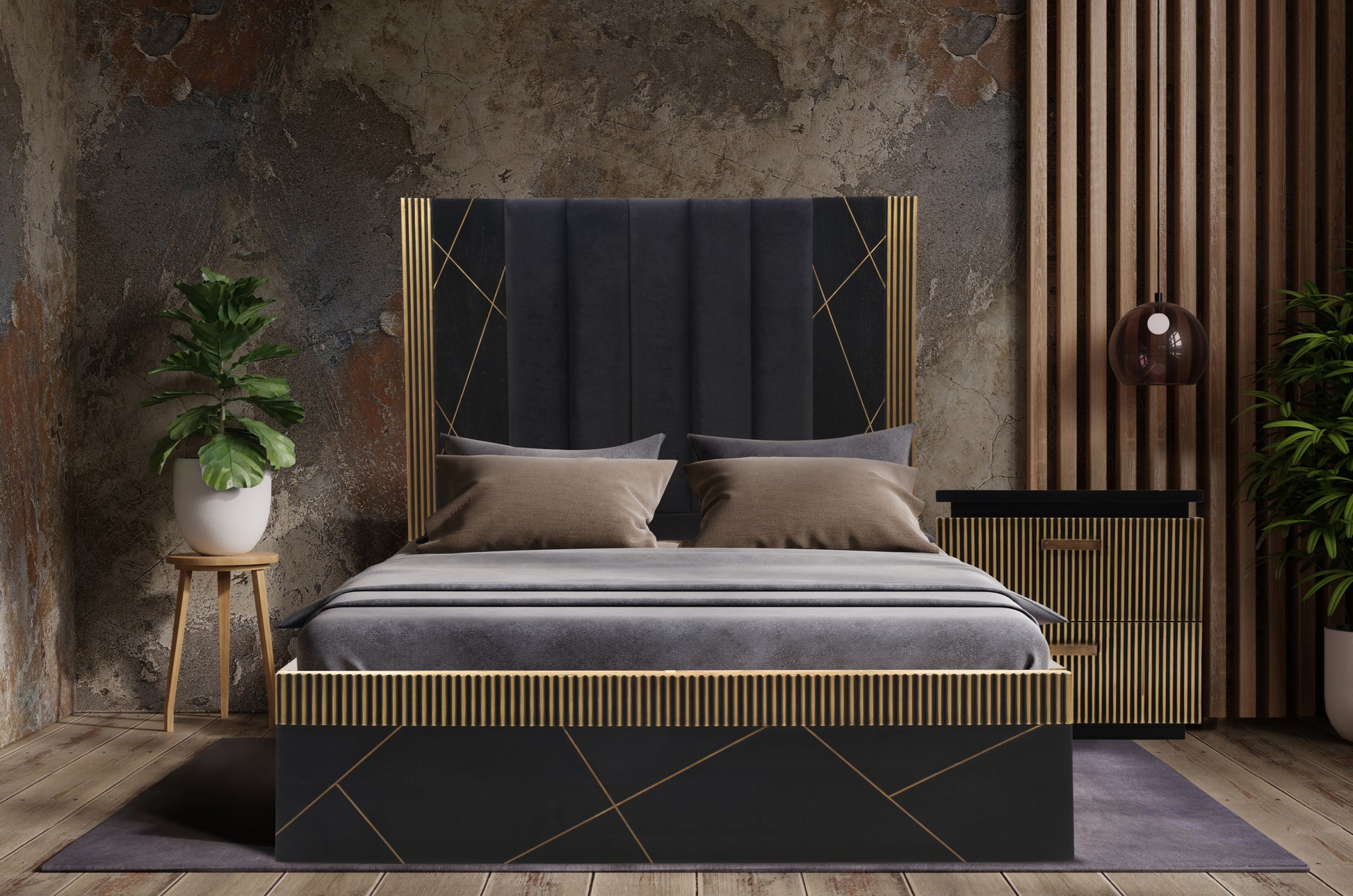 Allure Modern Style Queen Bed Made With Mango