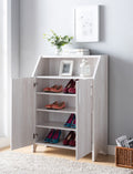 Wooden Two Door Shoe Cabinet With Four Interior -