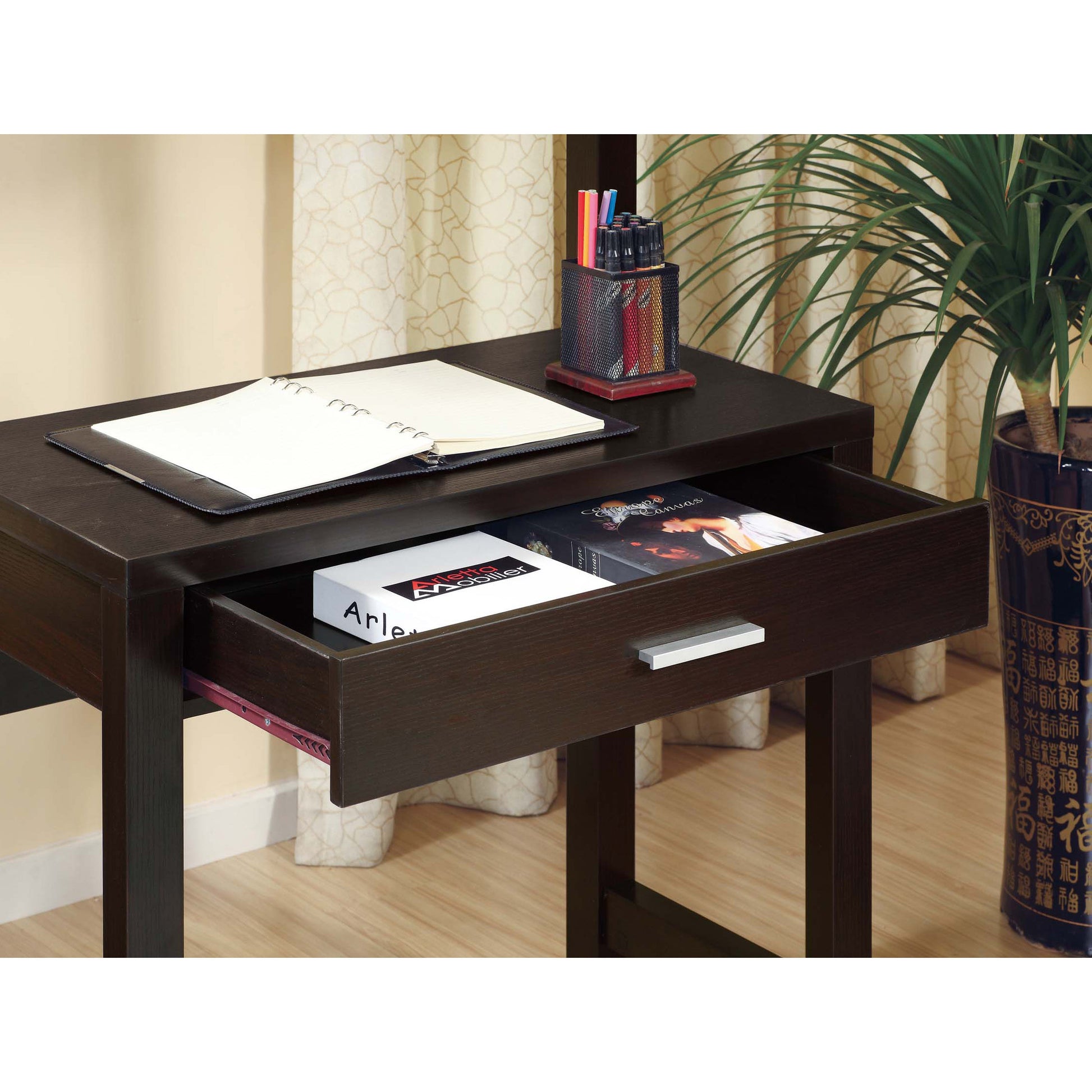 Writing Desk With Drawer, Two Shelfs For Display