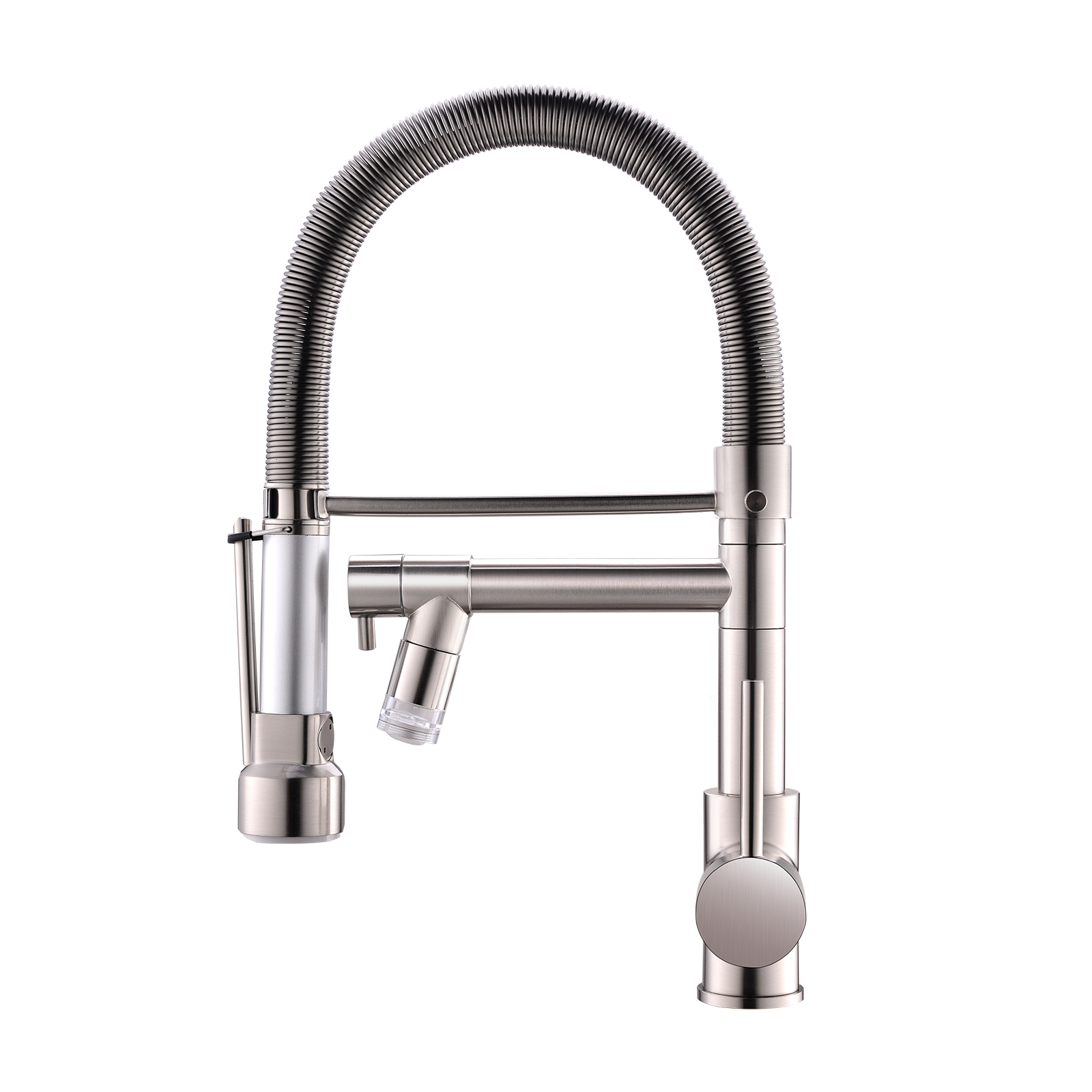 Kitchen Faucet with Pull Down Sprayer Brushed Nickel brushed nickel-kitchen-contemporary-ceramic-brass