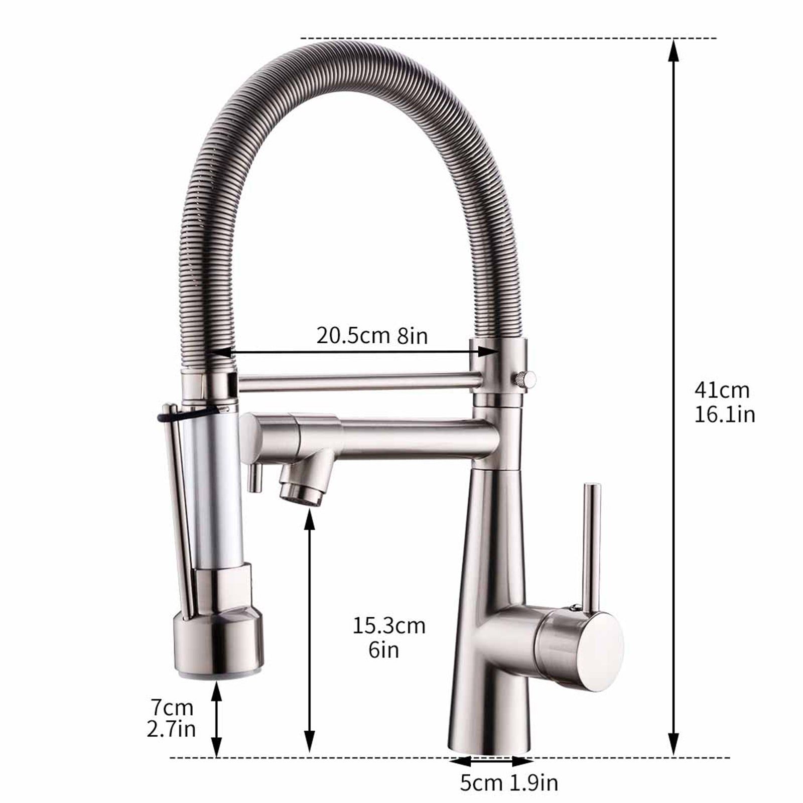 Kitchen Faucet with Pull Down Sprayer Brushed Nickel brushed nickel-kitchen-contemporary-ceramic-brass