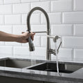 Kitchen Faucet with Pull Down Sprayer Brushed Nickel brushed nickel-kitchen-contemporary-ceramic-brass