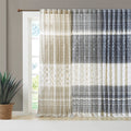 Cotton Printed Curtain Panel with Chenille detail and gray-cotton