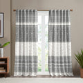 Cotton Printed Curtain Panel with Chenille detail and gray-cotton