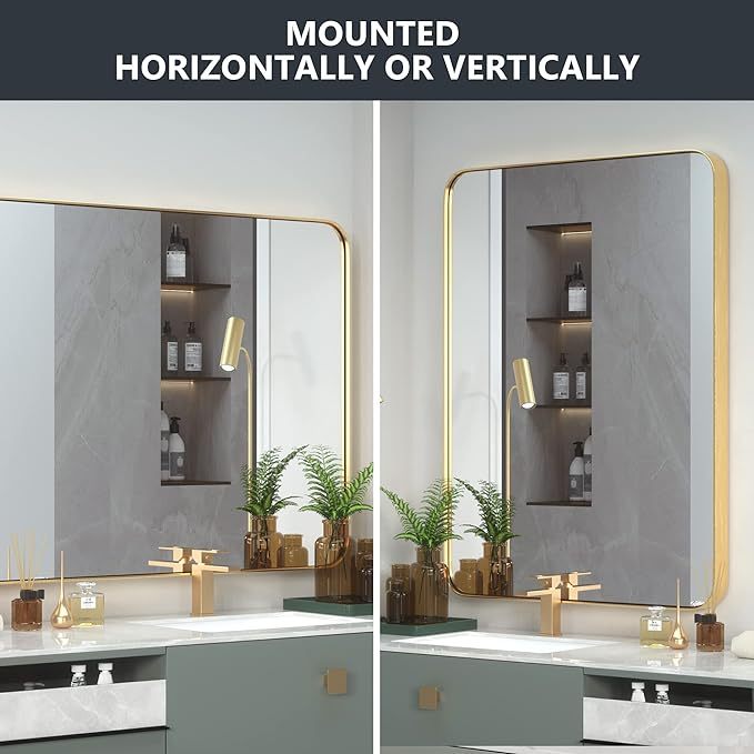 Gold 24 "X36" Rectangular Bathroom Wall Mirror -