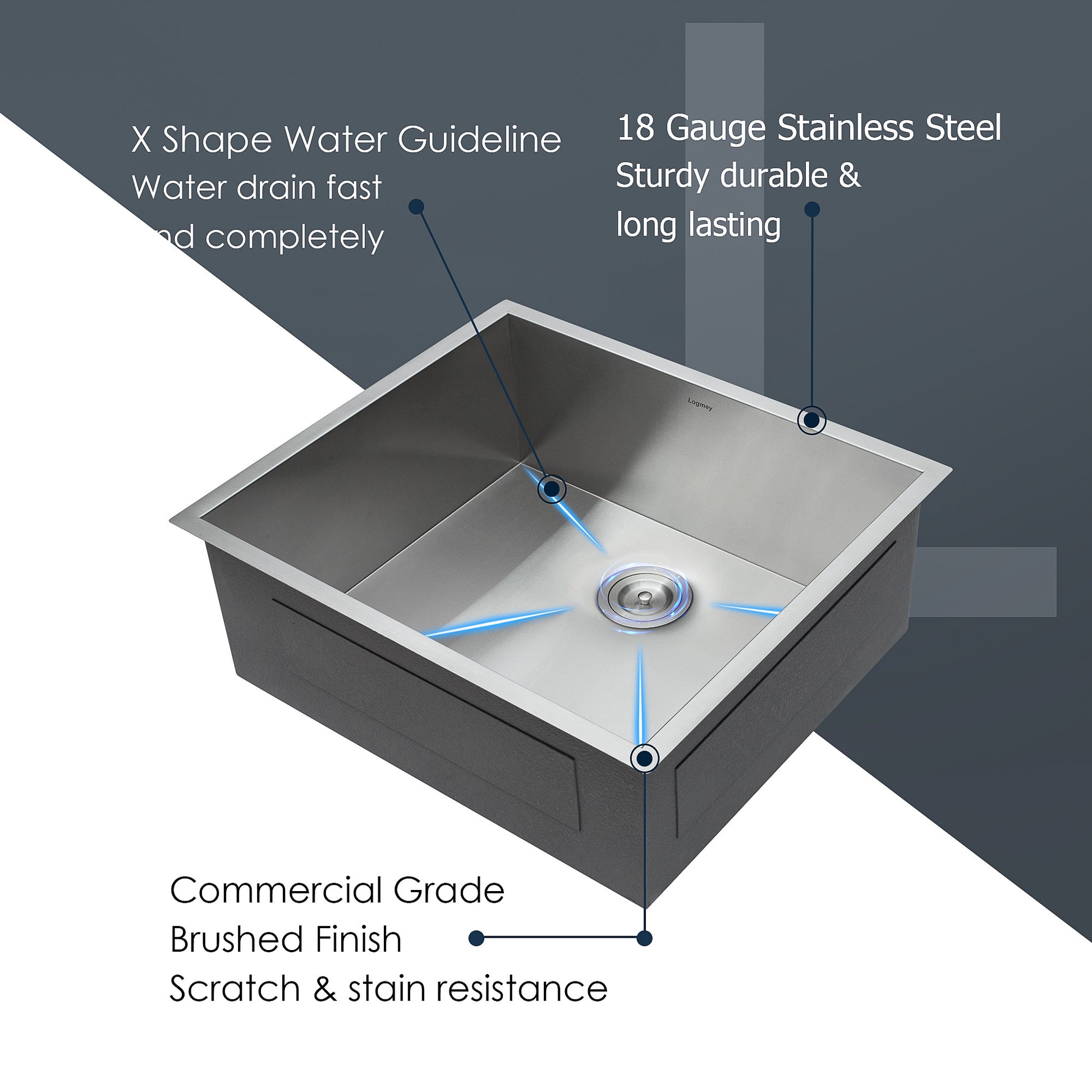 25 Inch Undermount Sink 25"x22"x9" Undermount brushed nickel-stainless steel