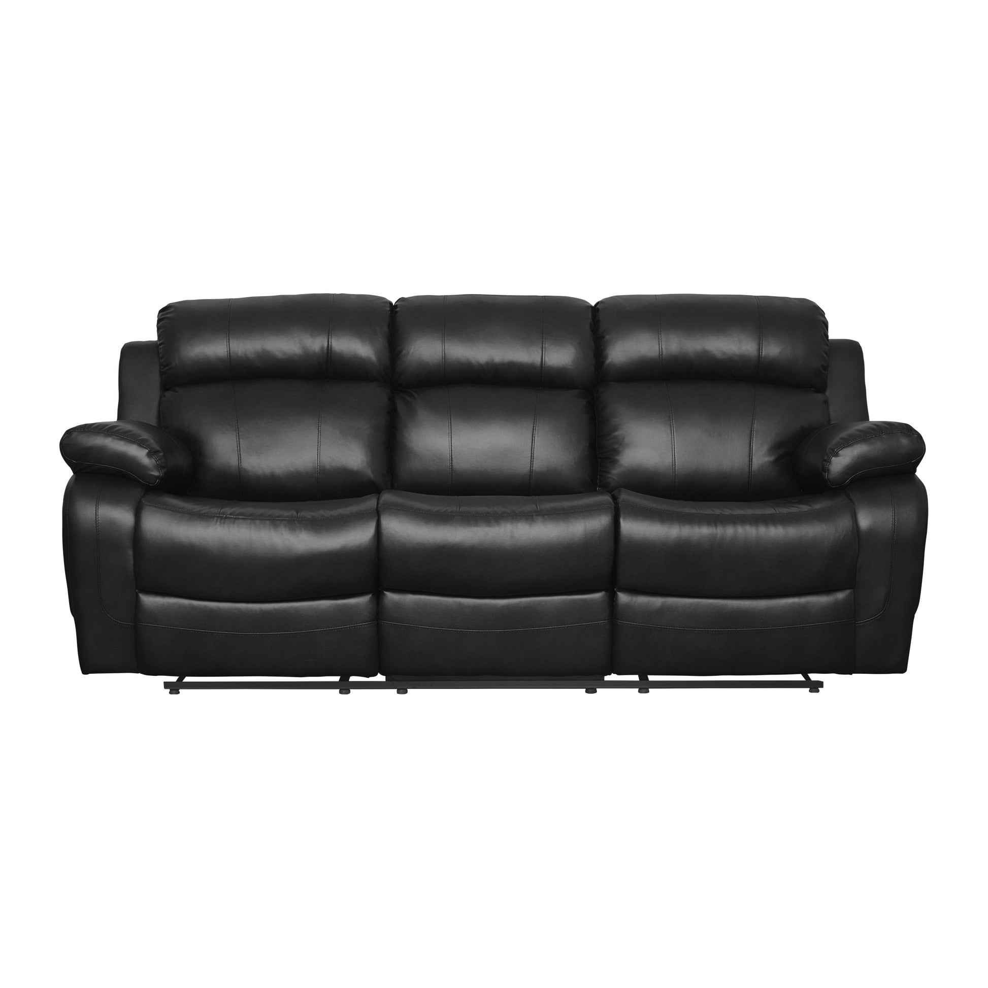 Contemporary Black Faux Leather Upholstered 1pc Double black-faux leather-wood-primary living