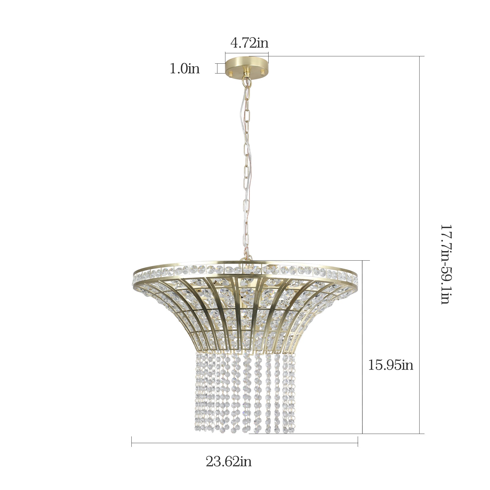 8 Light 23.6" Wide Crystal Waterfall Chandelier