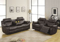 Double Glider Reclining Love Seat with Center Console brown-primary living space-contemporary-solid