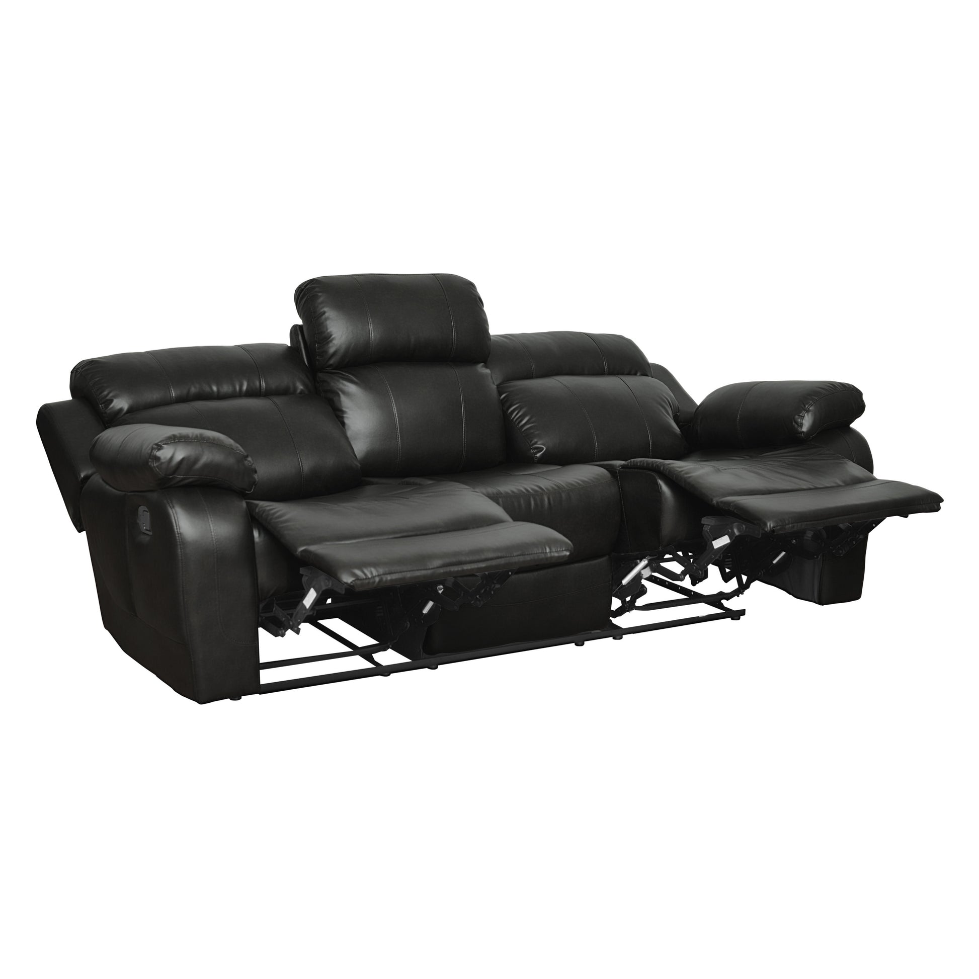 Contemporary Black Faux Leather Upholstered 1pc Double black-faux leather-wood-primary living