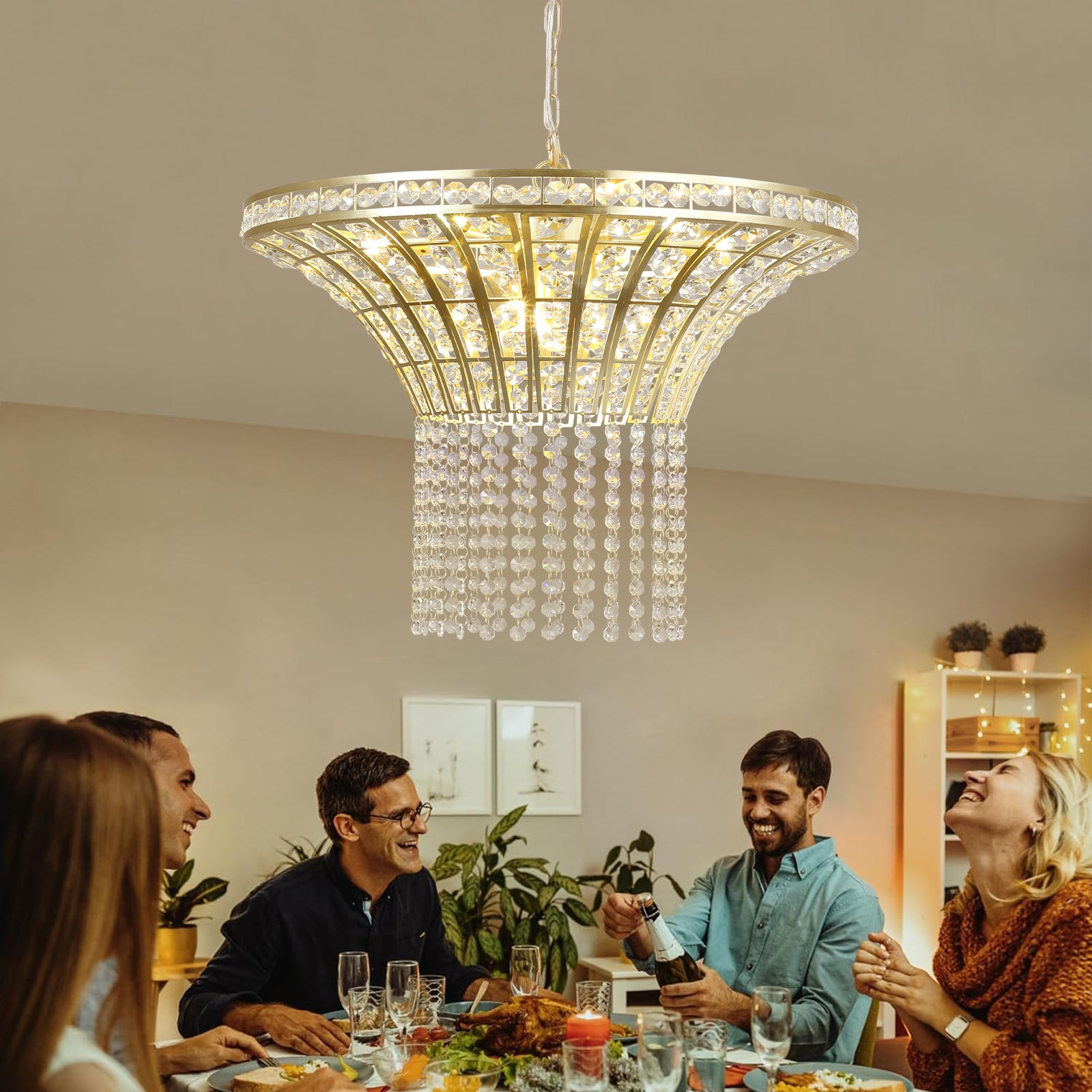 8 Light 23.6" Wide Crystal Waterfall Chandelier