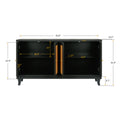 Handcrafted Premium Grain Panels,Rattan Sideboard antique black-mdf