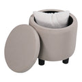 JST Home Decor Upholstered Round Fabric Tufted beige-carbon fiber