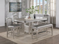 Luxury Formal Glam Style 6pc Counter Ht. Dining Set wood-wood-silver-seats 6-wood-dining room-72