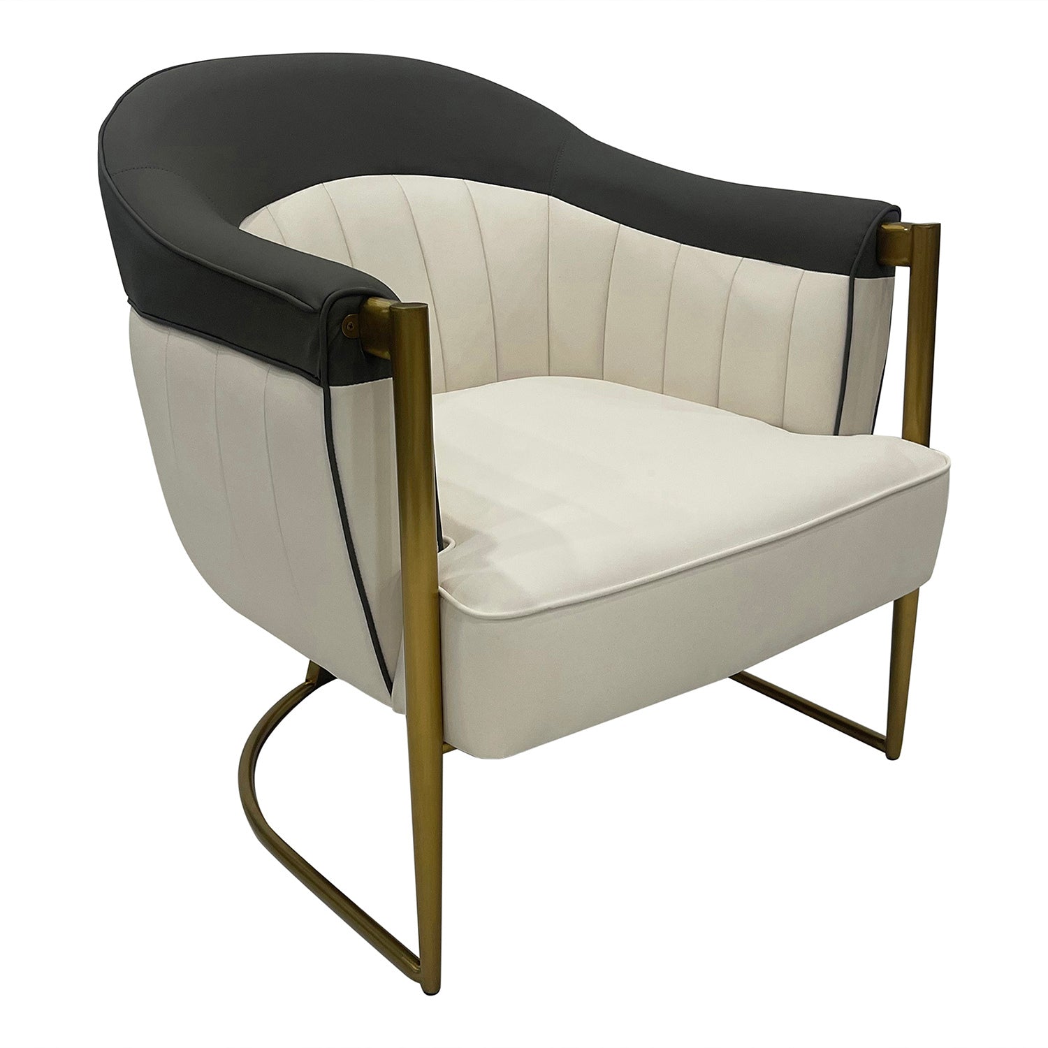 Gray, Off White and Gold Sofa Chair