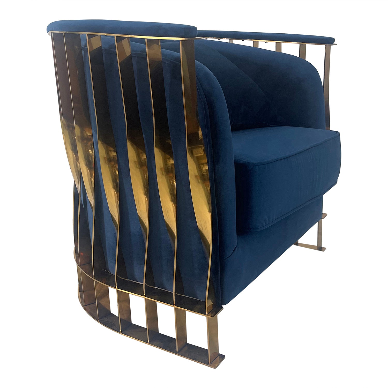 Navy Blue and Gold Sofa Chair