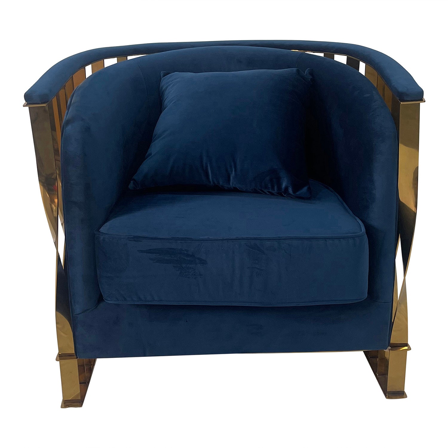 Navy Blue and Gold Sofa Chair