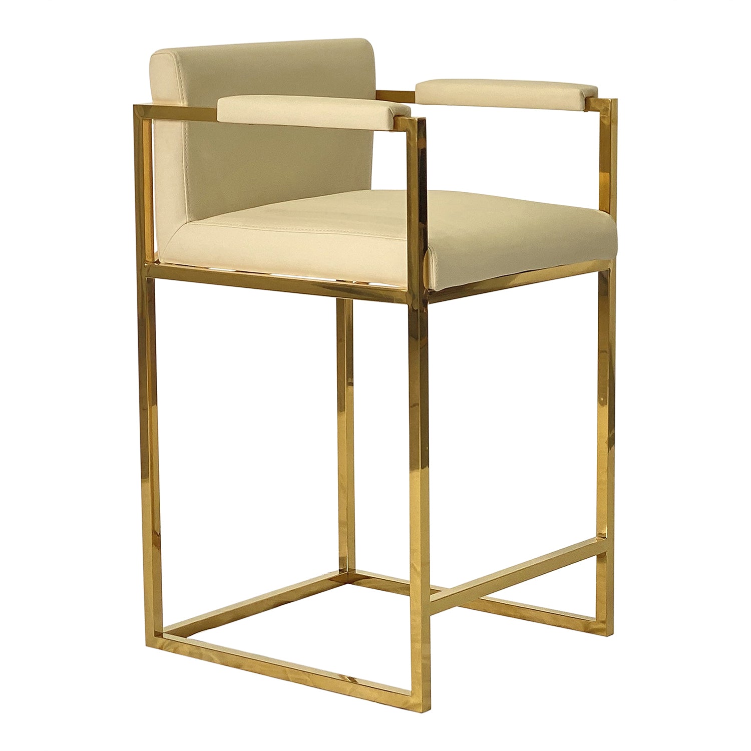 Beige and Gold Dining Chair Bar Stool for Kitchen