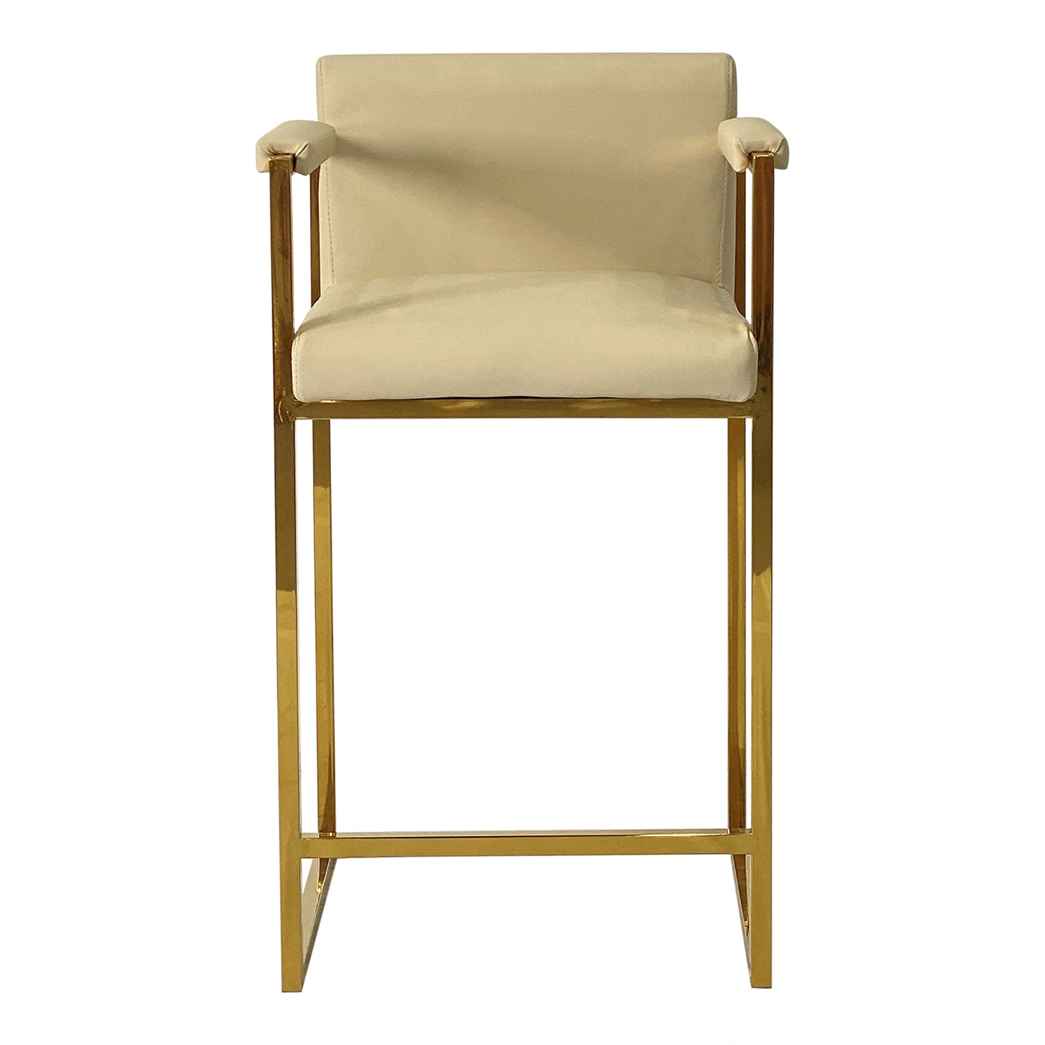 Beige and Gold Dining Chair Bar Stool for Kitchen