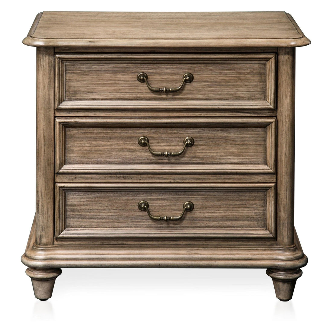 Transitional Rustic Natural Tone 1pc Nightstand Only rustic-3 drawers-bedroom-bedside