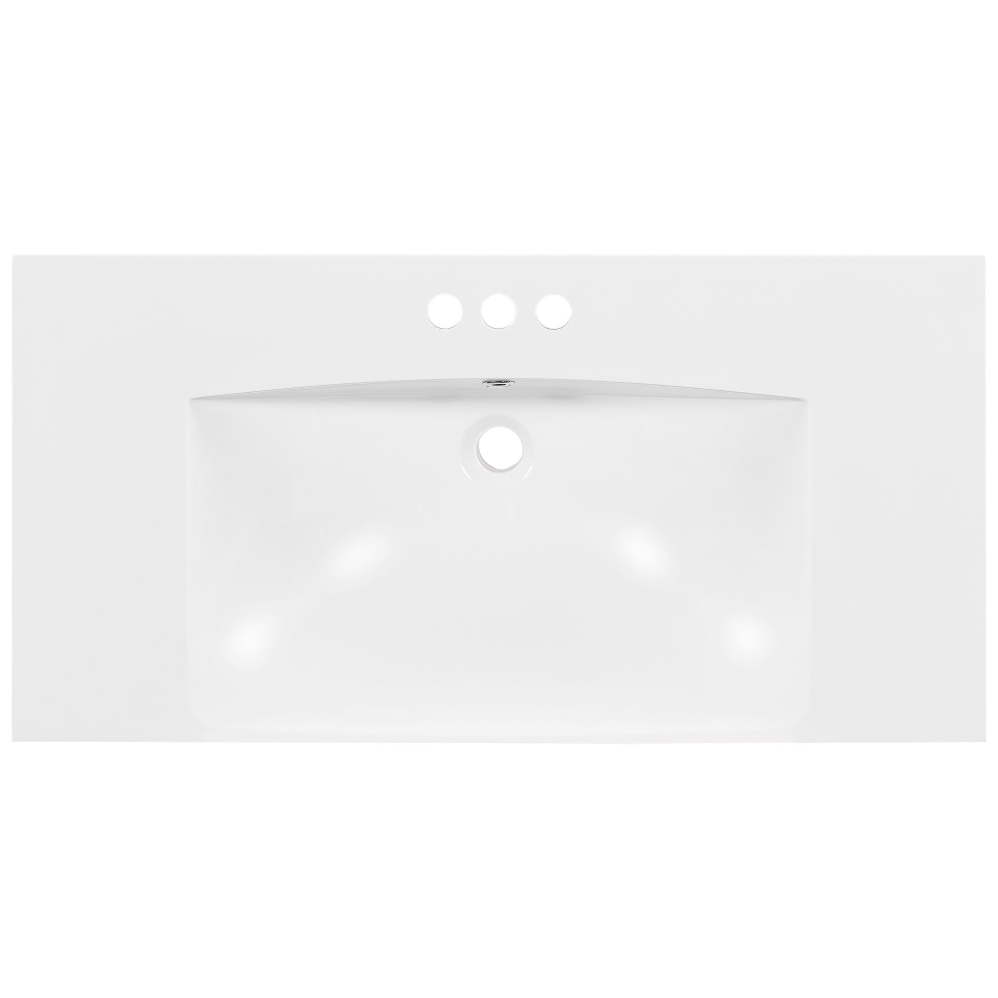 36" Single Bathroom Basin Sink, Vanity Top Only, 3 white-resin