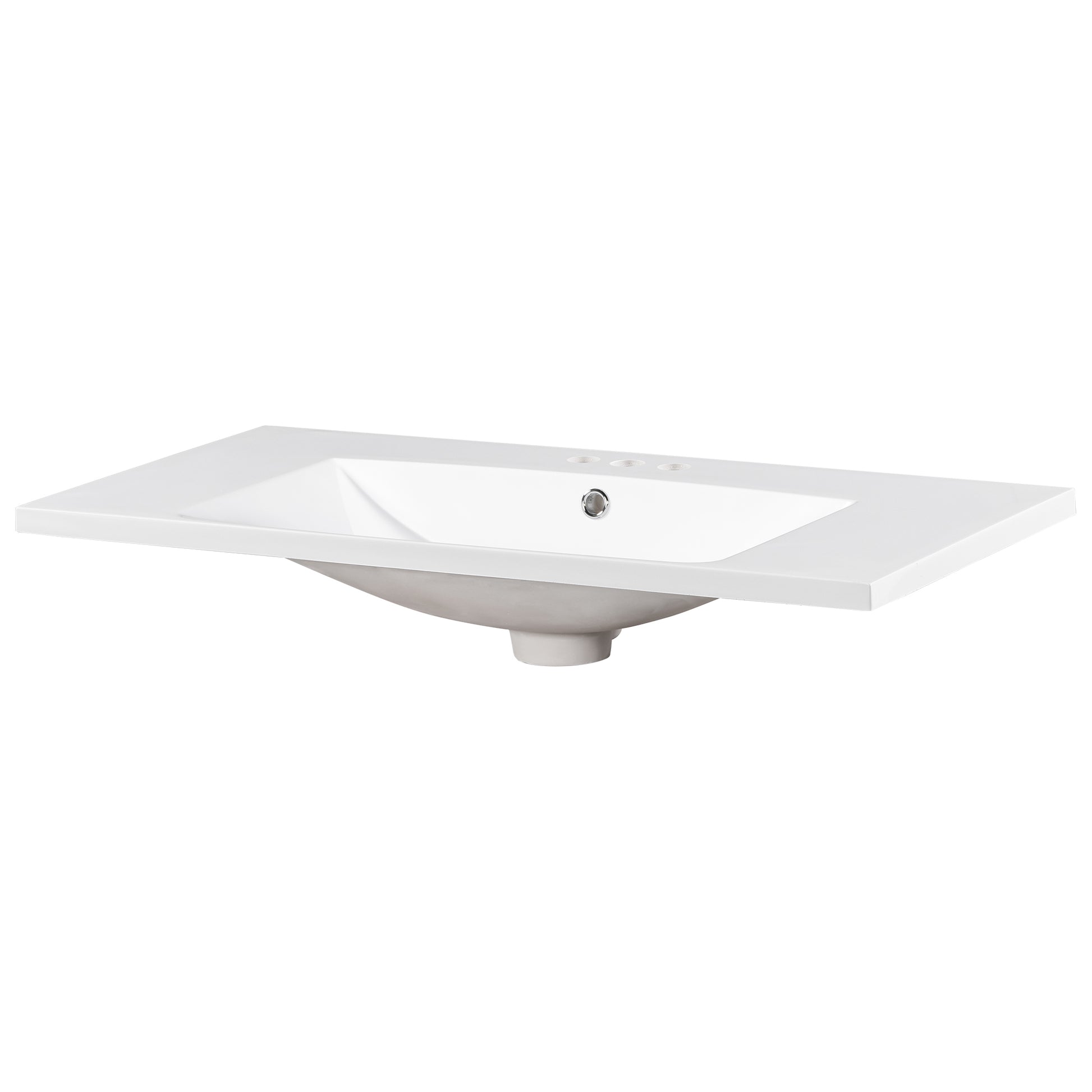 36" Single Bathroom Basin Sink, Vanity Top Only, 3 white-resin