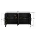 Four Door Wooden Twill Sideboard American Country black + dark walnut-mdf