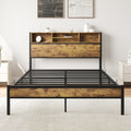 Full Size Bed Frame With Storage Headboard, Metal