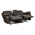 Double Glider Reclining Love Seat with Center Console brown-primary living space-contemporary-solid